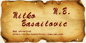 Milko Basailović vizit kartica